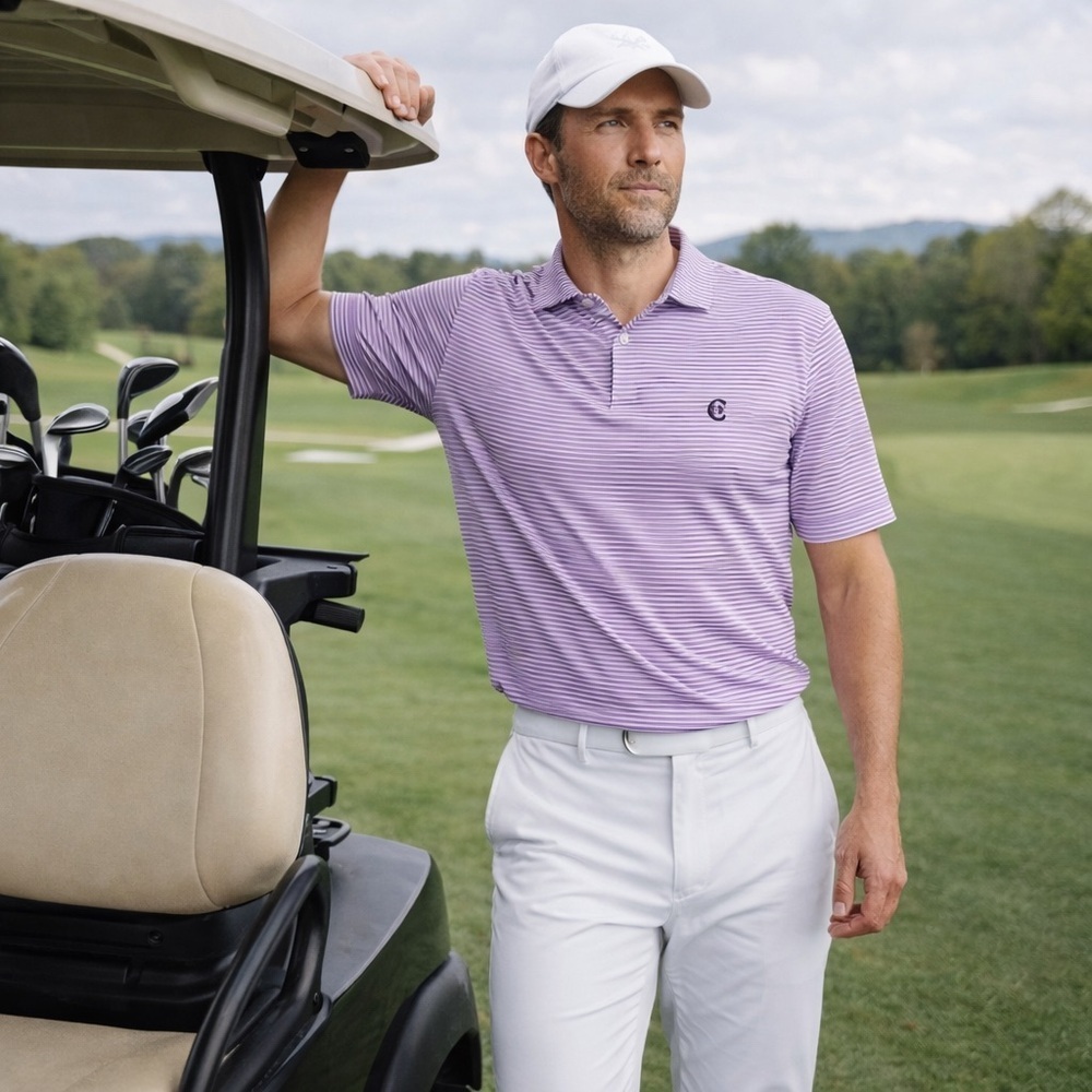 Peter Millar Golf Polo Summer Comfort Pink Stripe Tempo Performance Sz Large